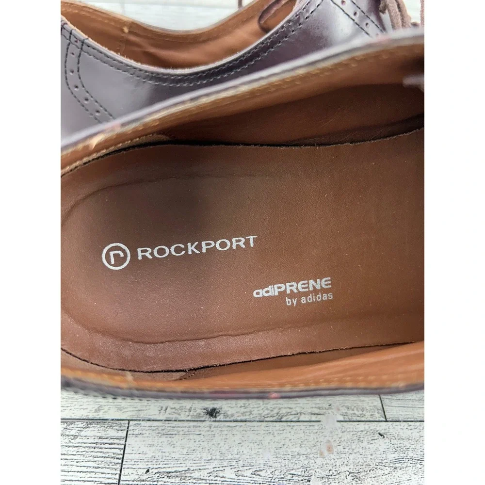 Rockport Mens K71639 Cap Toe Oxford Dark Brown Leather‎ Shoes Adiprene Size 9W